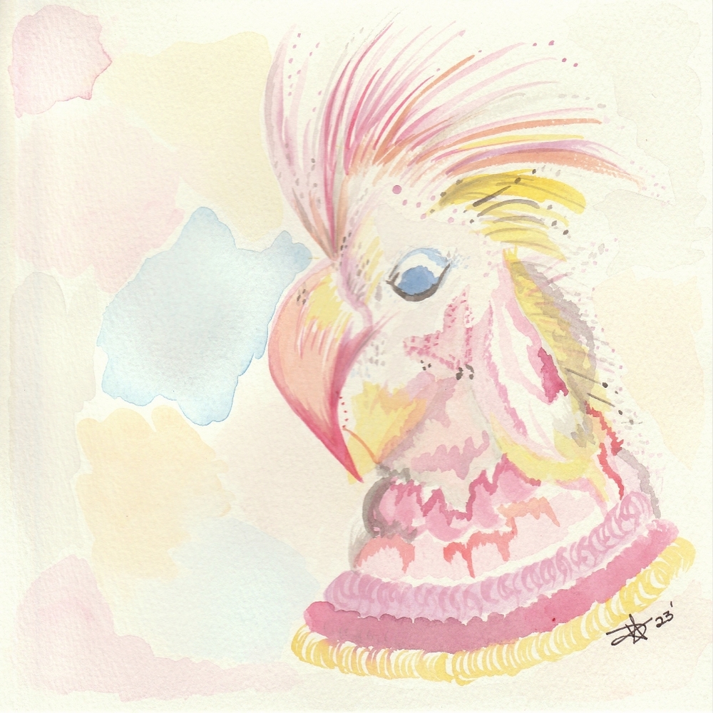 Pastel Cockatiel Original Watercolor Artwork